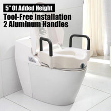 Load image into Gallery viewer, 5&quot; Medical Plastic Toilet Seat with Lock and Removable Armrests
