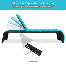 Load image into Gallery viewer, Patio Rattan Lounge Chair Back Adjustable Chaise Recliner  w/Cushioned-Turquoise
