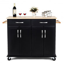 Load image into Gallery viewer, Wood Top Rolling Kitchen Trolley Island Cart Storage Cabinet
