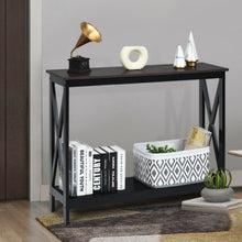 Load image into Gallery viewer, 2-Tier Console X-Design Sofa Side Accent Table-Wood Grain
