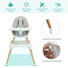 Load image into Gallery viewer, 4-in-1 Baby Wooden Convertible High Chair -Gray
