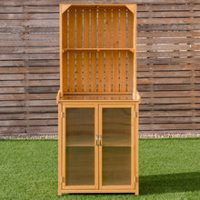 Load image into Gallery viewer, Wooden Potting Bench Outdoor Storage Cabinet
