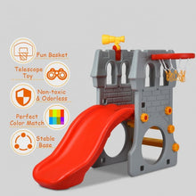 Load image into Gallery viewer, Children Castle Slide with Basketball Hoop and Telescope
