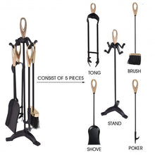 Load image into Gallery viewer, 5 pcs Stylish Gold Iron Fireplace Tools Set
