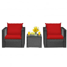 Load image into Gallery viewer, 3 Pcs Patio wicker Furniture Set with Cushion-Red
