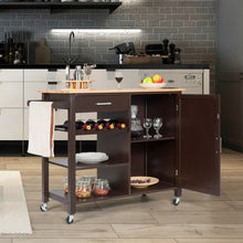 Load image into Gallery viewer, Giantex Kitchen Island Cart Rolling Serving Cart Wood Trolley-Brown
