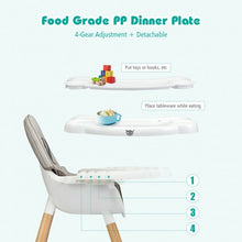 Load image into Gallery viewer, 4-in-1 Baby Wooden Convertible High Chair -Gray

