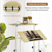 Load image into Gallery viewer, Height Adjustable Mobile Standing Desk with rolling wheels for office and home-Natural

