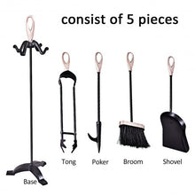 Load image into Gallery viewer, 5 pcs Stylish Silver Iron Fireplace Tools Set
