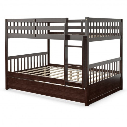 Full over Full Bunk Bed Platform Wood Bed-Brown