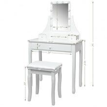 Load image into Gallery viewer, 10 LED Lighted Mirror and 3 Drawers Vanity Table Set-White
