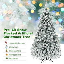 Load image into Gallery viewer, Pre-Lit Premium Snow Flocked Hinged Artificial Christmas Tree-6&#39;

