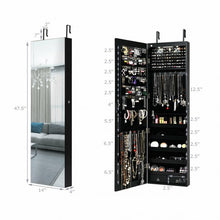 Load image into Gallery viewer, Wall and Door Mounted Mirrored Jewelry Cabinet with Lights-Black
