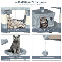 Load image into Gallery viewer, 55&quot; Multi-Level Kitten Activity Tower with Hammock-Light Gray
