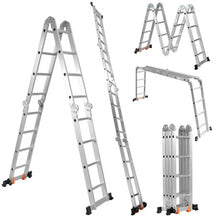 Load image into Gallery viewer, 15.5&#39; 16-Step Multi Purpose Aluminum Folding Scaffold Ladder
