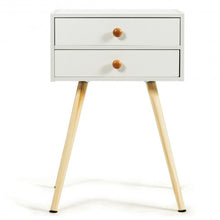 Load image into Gallery viewer, Mid Century Modern 2 Drawers Nightstand in Natural-White
