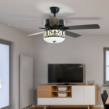 Load image into Gallery viewer, 52&quot; Ceiling Fan with Light Reversible Blade and Adjustable Speed-Black
