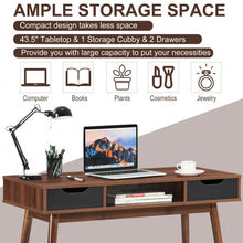 Load image into Gallery viewer, Stylish Computer Desk Workstation with 2 Drawers and Solid Wood Legs-Walnut
