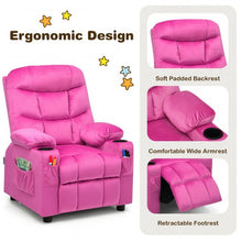 Load image into Gallery viewer, Adjustable Lounge Chair with Footrest and Side Pockets for Children-Pink
