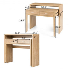 Load image into Gallery viewer, Extendable Computer Desk with Pull Out Secondary Desk-Natural
