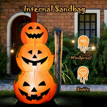 Load image into Gallery viewer, 5 Ft Halloween Inflatable 3-Pumpkin Stack Ghost
