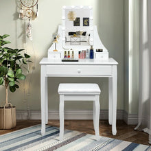 Load image into Gallery viewer, 10 LED Lighted Mirror and 3 Drawers Vanity Table Set-White
