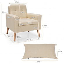 Load image into Gallery viewer, Accent Chair Cushioned Linen Armchair with Waist Pillow Sofa Chair-Beige
