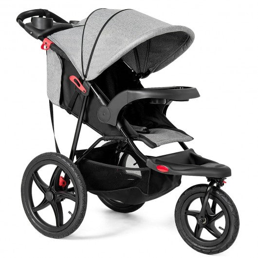 Foldable Lightweight All-terrain Baby Stroller with Holder-Gray