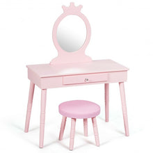 Load image into Gallery viewer, Kids Vanity Makeup Table &amp; Chair Set Make Up Stool
