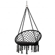 Load image into Gallery viewer, Macrame Cushioned Hanging Swing Hammock Chair-Black
