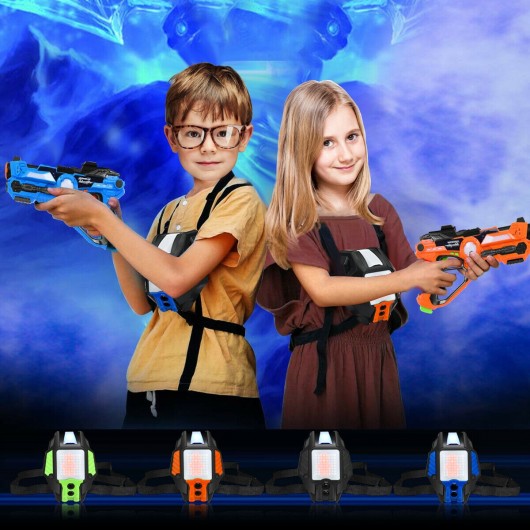 4 pcs Laser Tag Gun Blasters and Vests-Guns+Vests