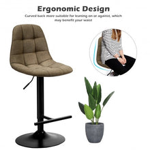 Load image into Gallery viewer, 2Pcs Adjustable Bar Stools Swivel Counter Height Linen Chairs -Brown
