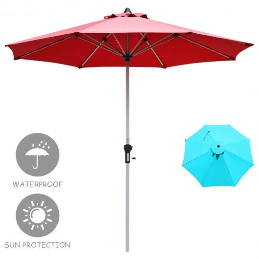 9' Patio Outdoor Market Umbrella with Aluminum Pole-Burgundy