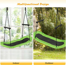 Load image into Gallery viewer, Saucer Tree Swing Surf Kids Outdoor Adjustable Oval Platform Set w/Handle-Green
