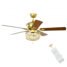 Load image into Gallery viewer, 52&quot; Retro Ceiling Fan Light with Reversible Blades Remote Control-Golden
