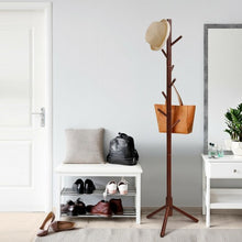 Load image into Gallery viewer, 2 Heights Wooden Coat Rack with 8 Hooks-Walnut
