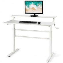 Load image into Gallery viewer, Standing Desk Crank Adjustable Sit to Stand Workstation -White
