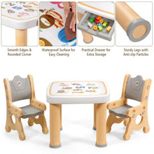 Load image into Gallery viewer, Adjustable Kids Activity Play Table and 2 Chairs Set withStorage Drawer-Natural
