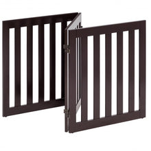 Load image into Gallery viewer, 24&#39;&#39; Folding Standing 3 Panels Wood Pet Fence-Brown

