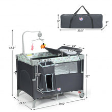 Load image into Gallery viewer, 5-in-1  Portable Baby Beside Sleeper Bassinet Crib Playard w/Diaper Changer-Gray
