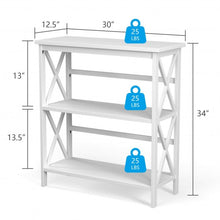 Load image into Gallery viewer, 3-Tier Bookshelf Wooden Open Storage Bookcase for Home Office-White
