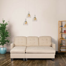 Load image into Gallery viewer, L-shaped Linen Reversible Sectional Sofa Couch with Ottoman-Beige
