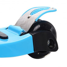 Load image into Gallery viewer, Folding Aluminum 3 LED Light Up Wheels Kids Music Kick Scooter-Blue
