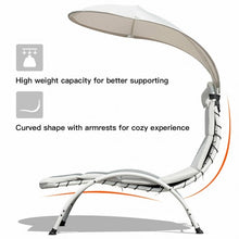 Load image into Gallery viewer, Patio Hanging Swing Hammock Chaise Lounger Chair with Canopy-Beige
