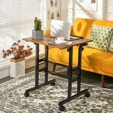 Load image into Gallery viewer, Height Adjustable Mobile Standing Desk with rolling wheels for office and home-Walnut

