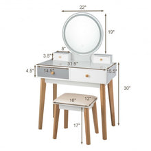 Load image into Gallery viewer, Set 3 Vanity Table Color Lighting Modes Make Up Table &amp; Stool Set

