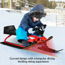 Load image into Gallery viewer, Snow Sled w/ Steering Wheel &amp; Double Brakes Pull Rope Slider
