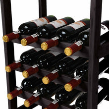 Load image into Gallery viewer, 16 Bottles Bamboo Storage Wine Rack with Glass Hanger-Brown
