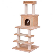 Load image into Gallery viewer, 52&quot; Tower Condo Scratching Post Cat Tree w/ Rope and Mouse-Beige
