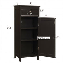 Load image into Gallery viewer, Wooden Storage Free-Standing Floor Cabinet with Drawer and Shelf-Brown
